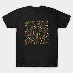 Floral Christmas Pattern T-Shirt